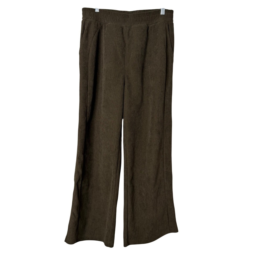 Halara High Waisted Straight‎ Leg Baggy Corduroy Pants Womens L Brown Pockets